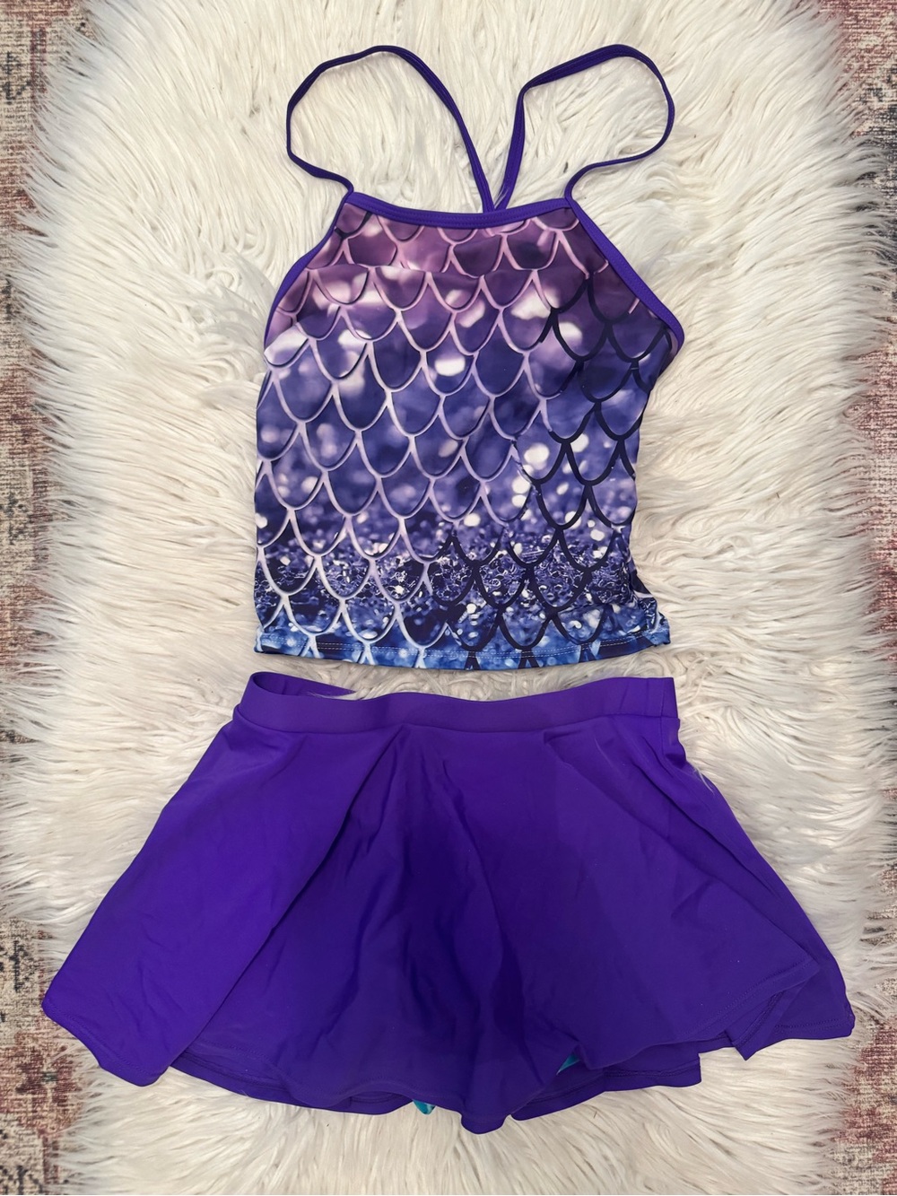 Purple Mermaid Tankini Set for Kids with Cat & Jack swim cover dress